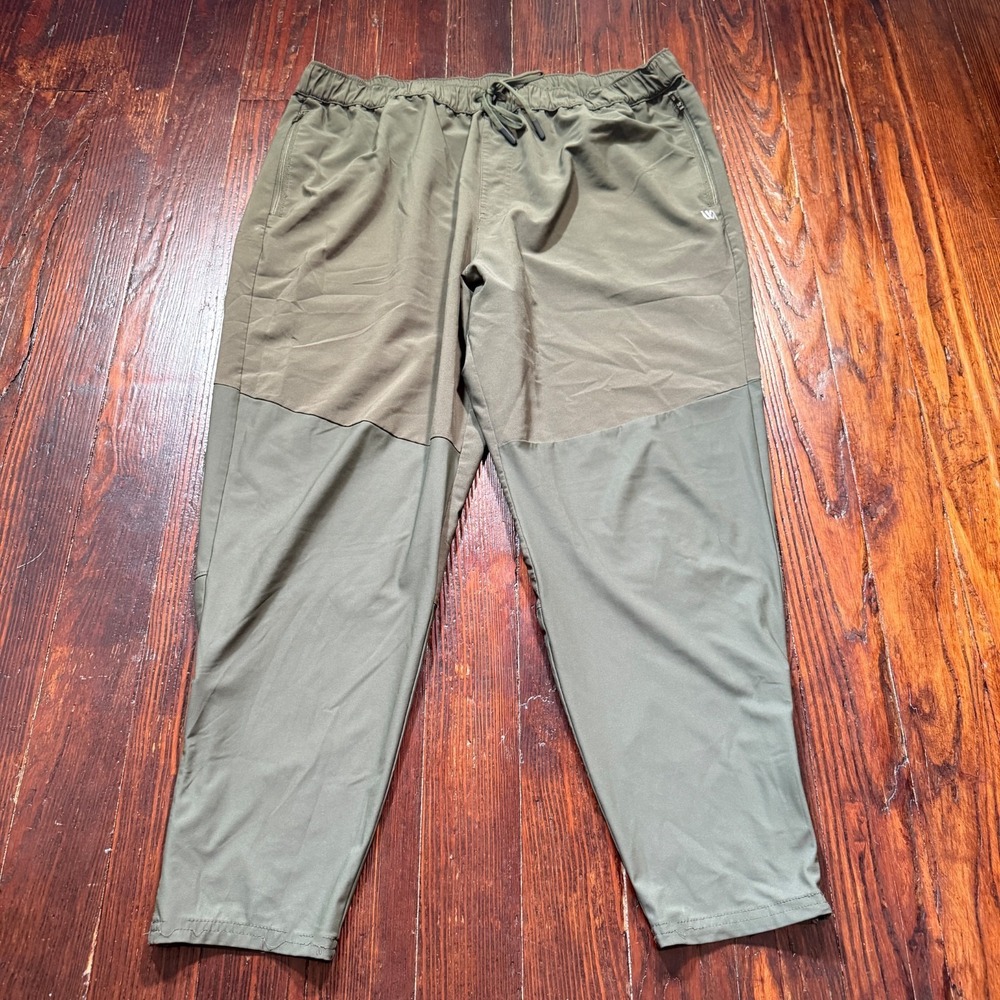 VRST Pants‎ Mens 2XL Green Jogger Ankle Zip Mixed Media Athleisure Drawstring